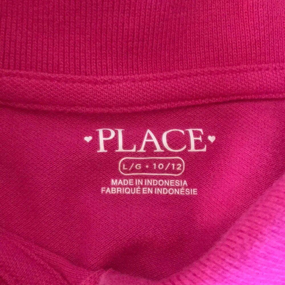 PLACE Long sleeved collared shirt polo pink fuchsia L 10 12